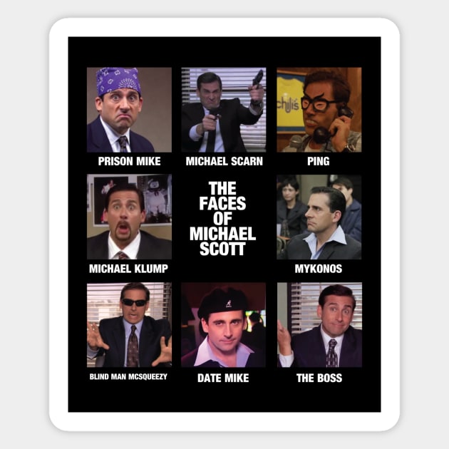 The Faces of Michael Scott - The Office Shirt Sticker by FalconArt